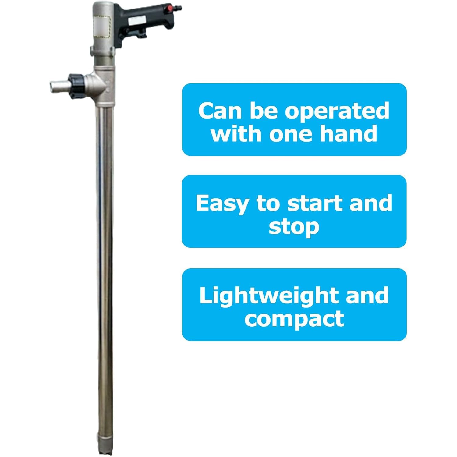 Bomba neumática de transferencia de aceite, bomba neumática de acero inoxidable, flujo grande de 50-80 l/min, tubo de 95 cm para transportar diésel, aceite de motor, aceite hidráulico