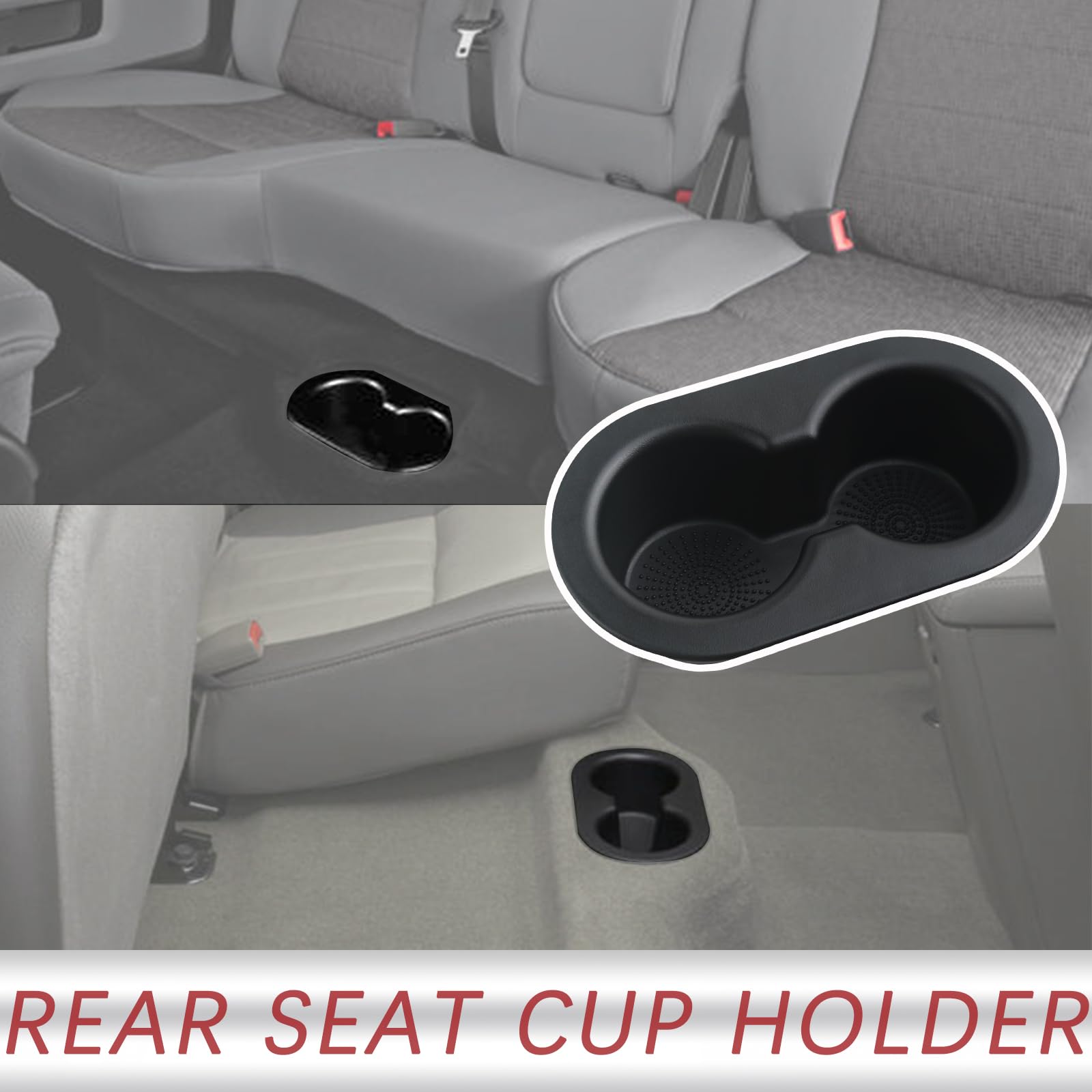 Rear Seat Cup Holder,Compatible with 2005-2011 Dodge DAKOTA/2002-2019 Dodge Ram 1500 2500 3500 4500 5500 Replaces 5HD65DX9AC Back Dual Drink Cupholder