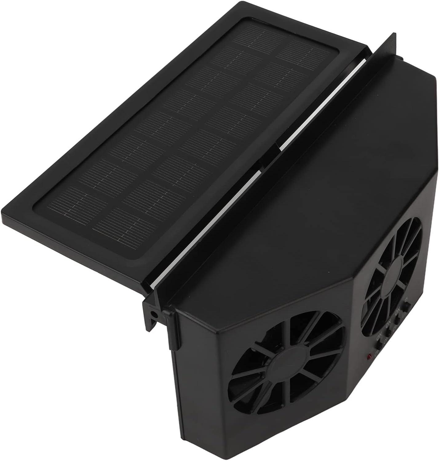 Solar Powered Car Exhaust Fan Efficient Double Cooling for Air Circulation for Vehicle Interior ABS Material (Black)