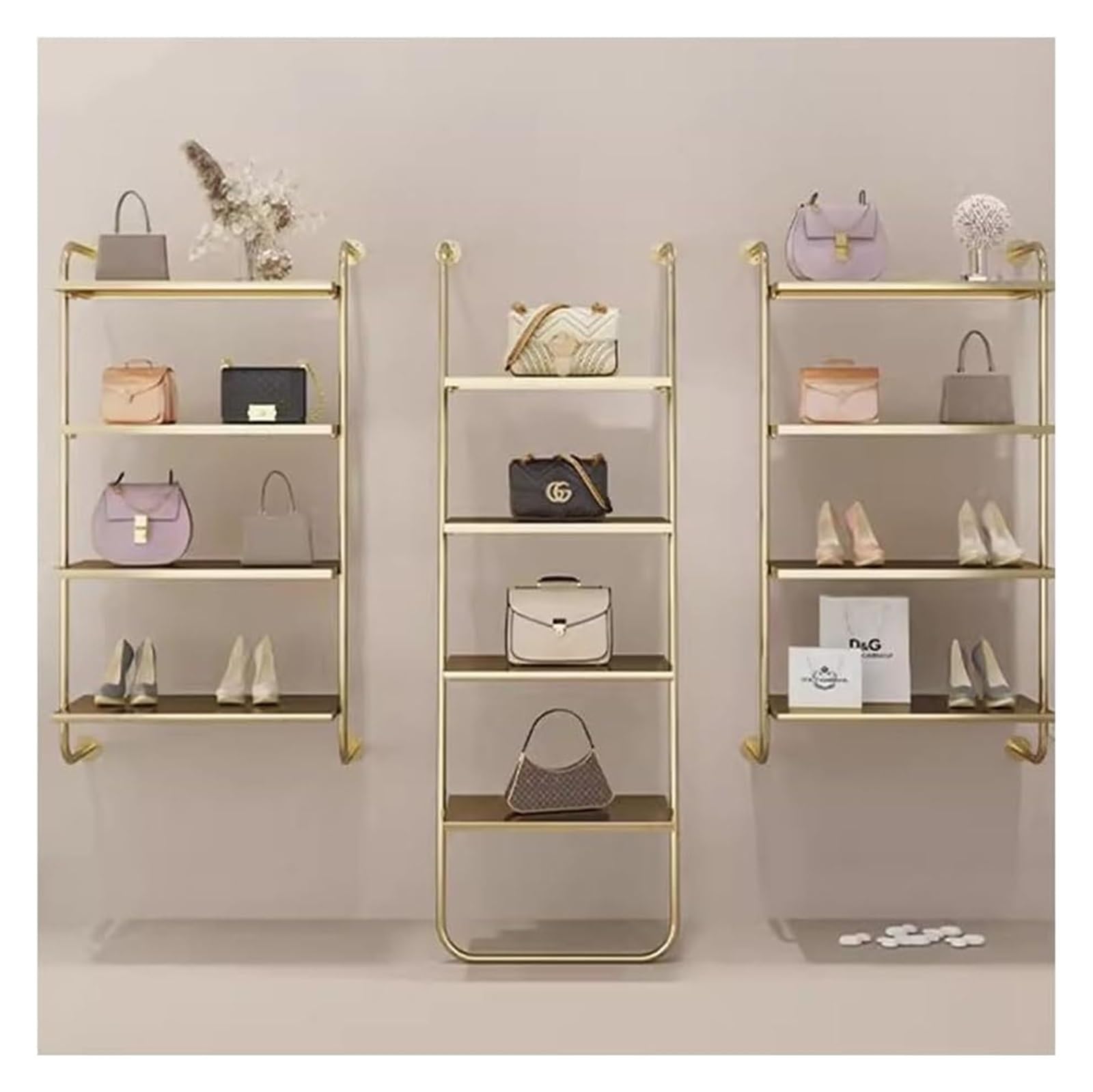 Amazon｜金属製の衣類の床棚 モダンなラダーシューズバッグシェルフ  