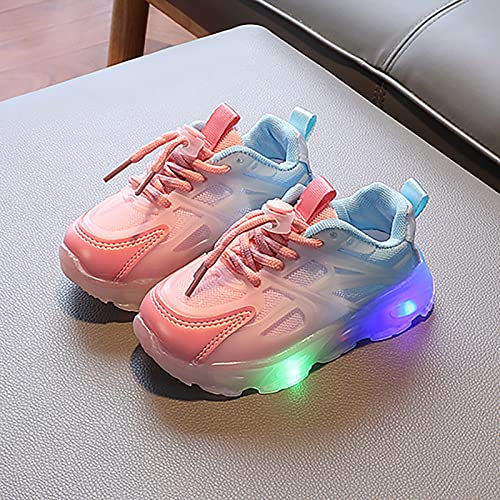 Kids Toddler LED Shoes Boys Girls Athletic Wear 𝐑esistant Running Shoes Lace up Air Cushion Wedge Sneakers (Pink, 9 Toddler)2