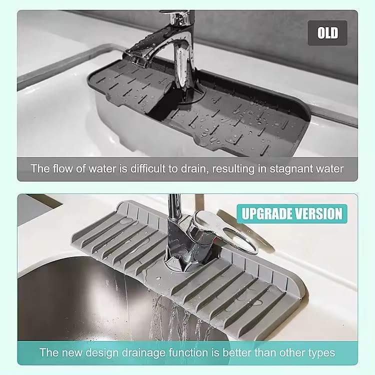 NILKANTH Silicone Kitchen Sink Splash Guard – 90° Foldable Faucet Mat, Anti-Splash Draining Pad, Quick-Dry Sink Protector for Countertop (Grey) 3