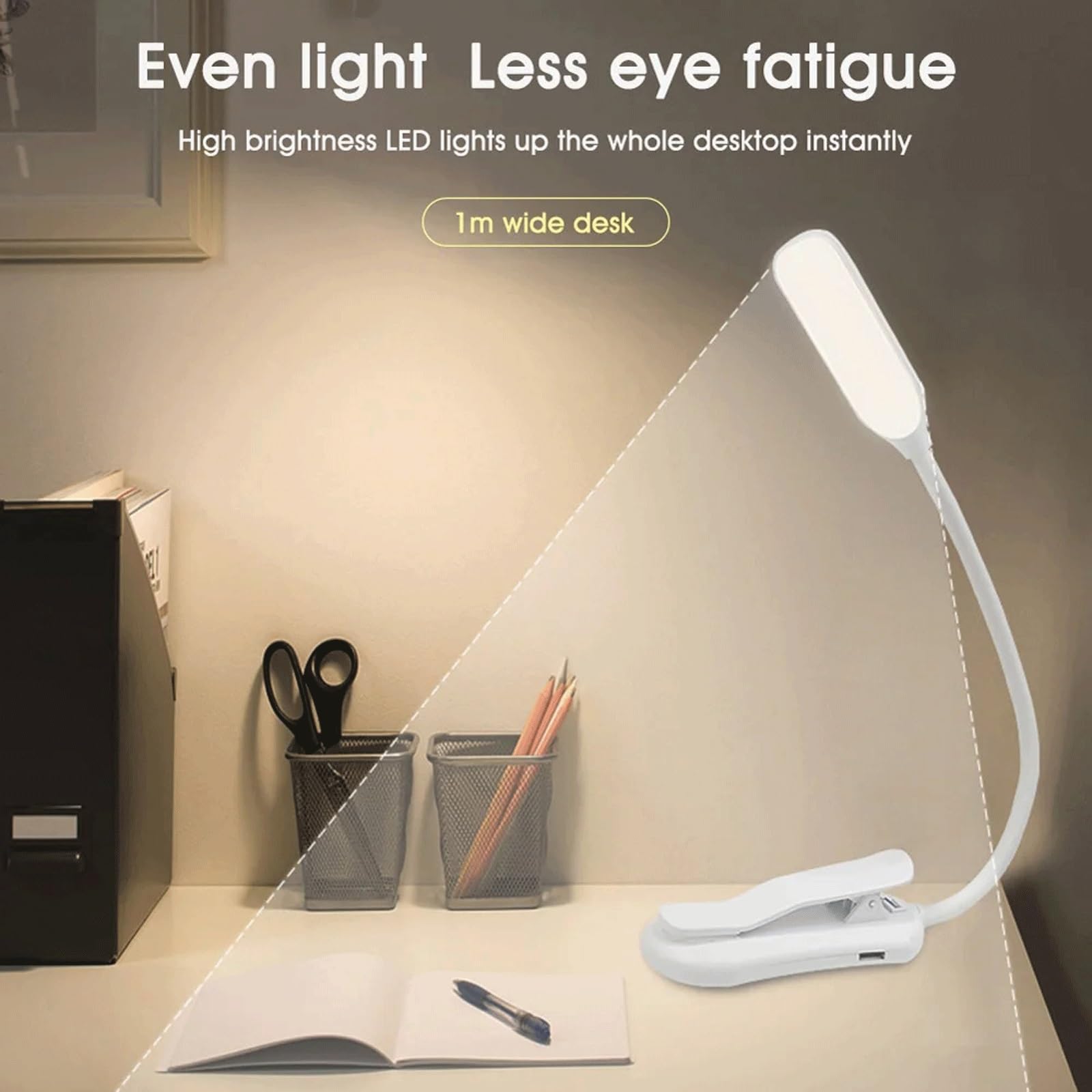 Mini lampka do czytania z 7 diodami LED, 3-stopniowa barwa ciepła i zimna biel, elastyczne, łatwe do zamocowania, możliwość czytania w łóżku, jasność może chronić oczy, bardzo dobrze nadaje się do