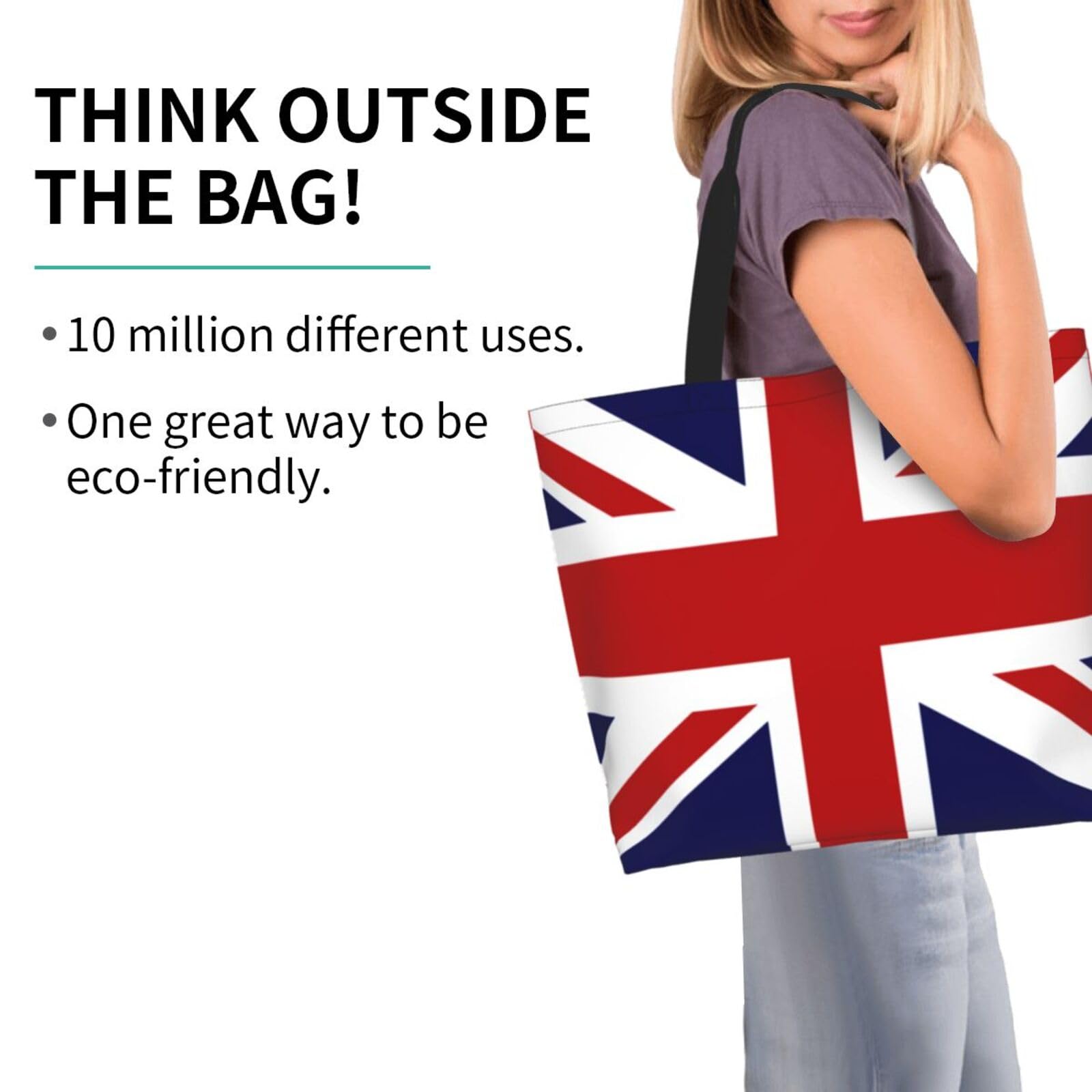 ASYG Cute Flag Tote Bag for Women and Men Reusable Shoulder Bags for Gym, Shopping, Beach,Travel