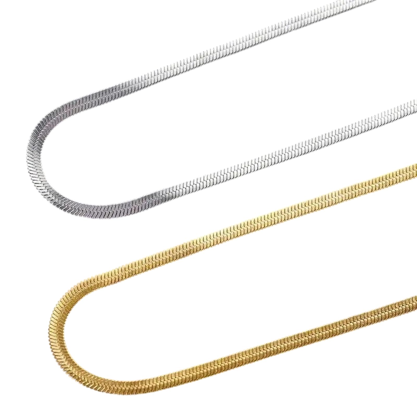 Snake Chain Necklace in Gold and Silver Tone-image-46