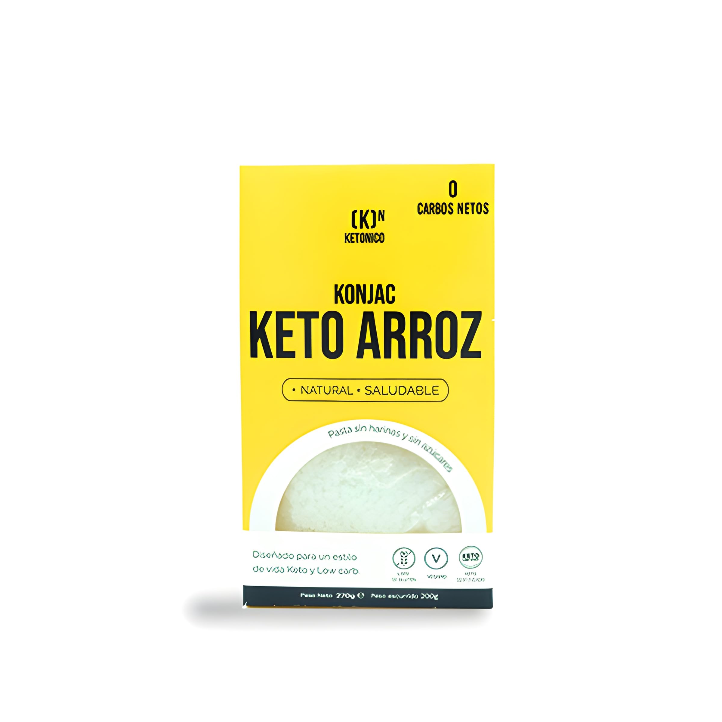Ketonico Konjac Keto Sin Gluten, Sin Lactosa, Sin Soja, Sin OMG, Certificado Keto 1.2g Carbohidratos por Plato, Arroz,1.0 unidad, 0.29 kilograms