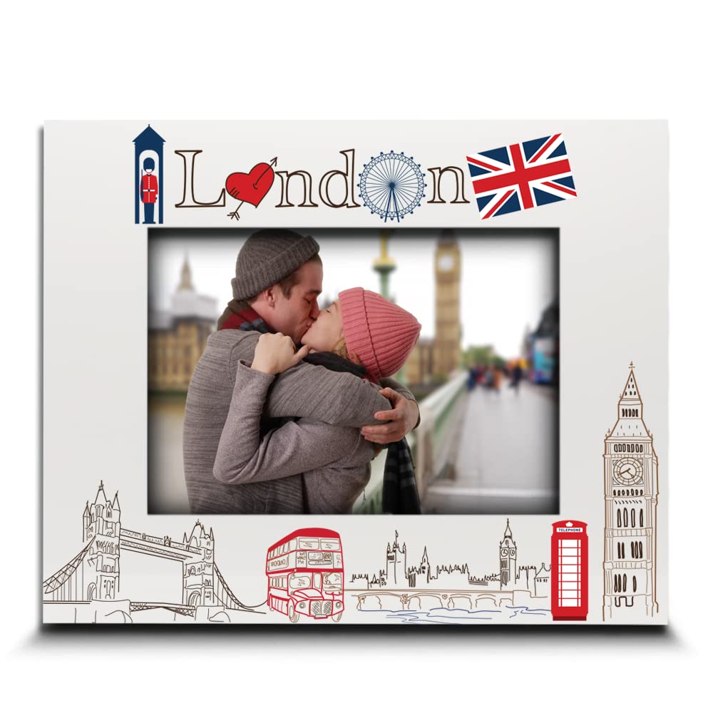 Bella Busta-London Picture frame-Wedding, Honeymoon, Vacation in London- UV Print London symbols Design set (5x7 Horizontal)