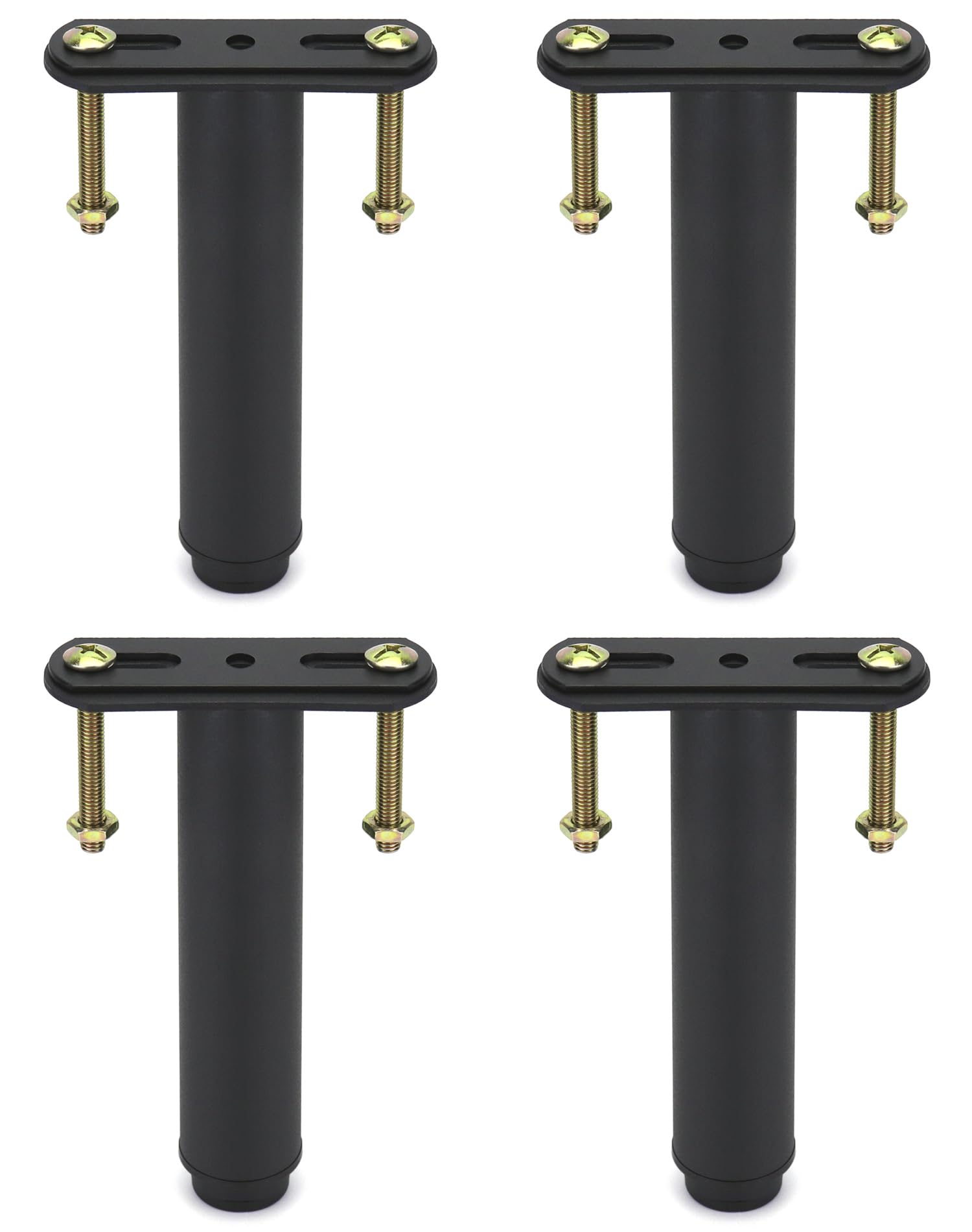 QWORK® 4 Pezzi Piedi per Rete a Doghe, Piedi Letto Robusto Regolabili 18-33 cm (Nero Opaco)