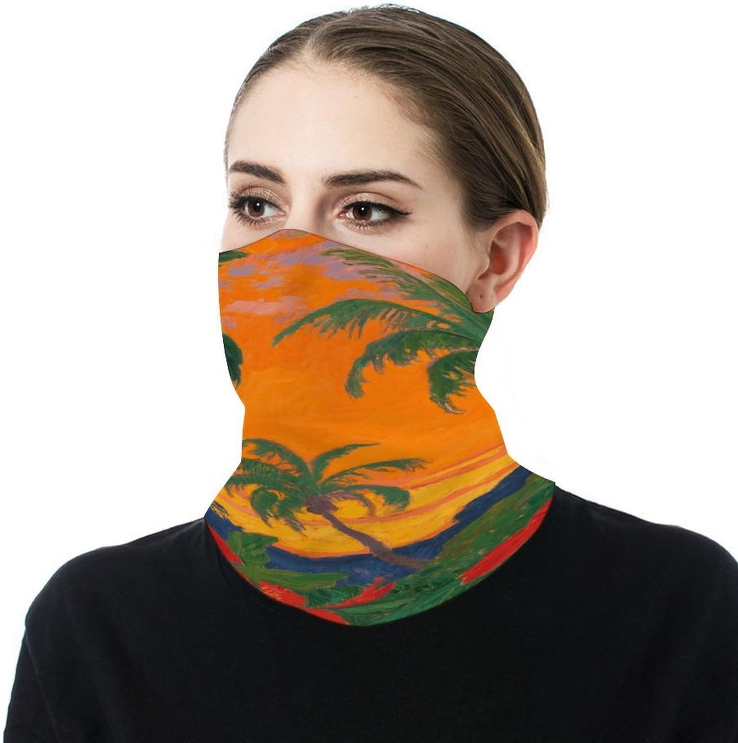 Gauguin Tropical Sunset Cooling Headscarf Cooling Breathable Face Mask UV Protection Scarf Hiking Bandana