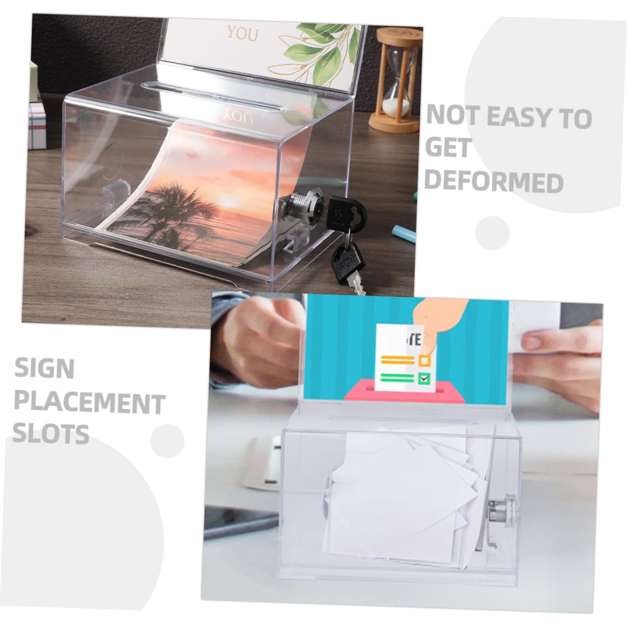NUOBESTY 2ensembles Boîte à Cartes De Visite Organiseur Portable Avec Serrure Lot De Boîtes De Rangement Pour Cartes De Visite Et Bureau