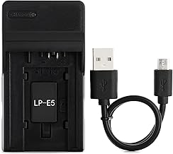 LP-E5 USB Chargeur pour Canon EOS 1000D, EOS 450D, EOS 500D, EOS Kiss F, EOS Kiss X2, X3, EOS Rebel T1i, XS, Xsi Caméra et Plus