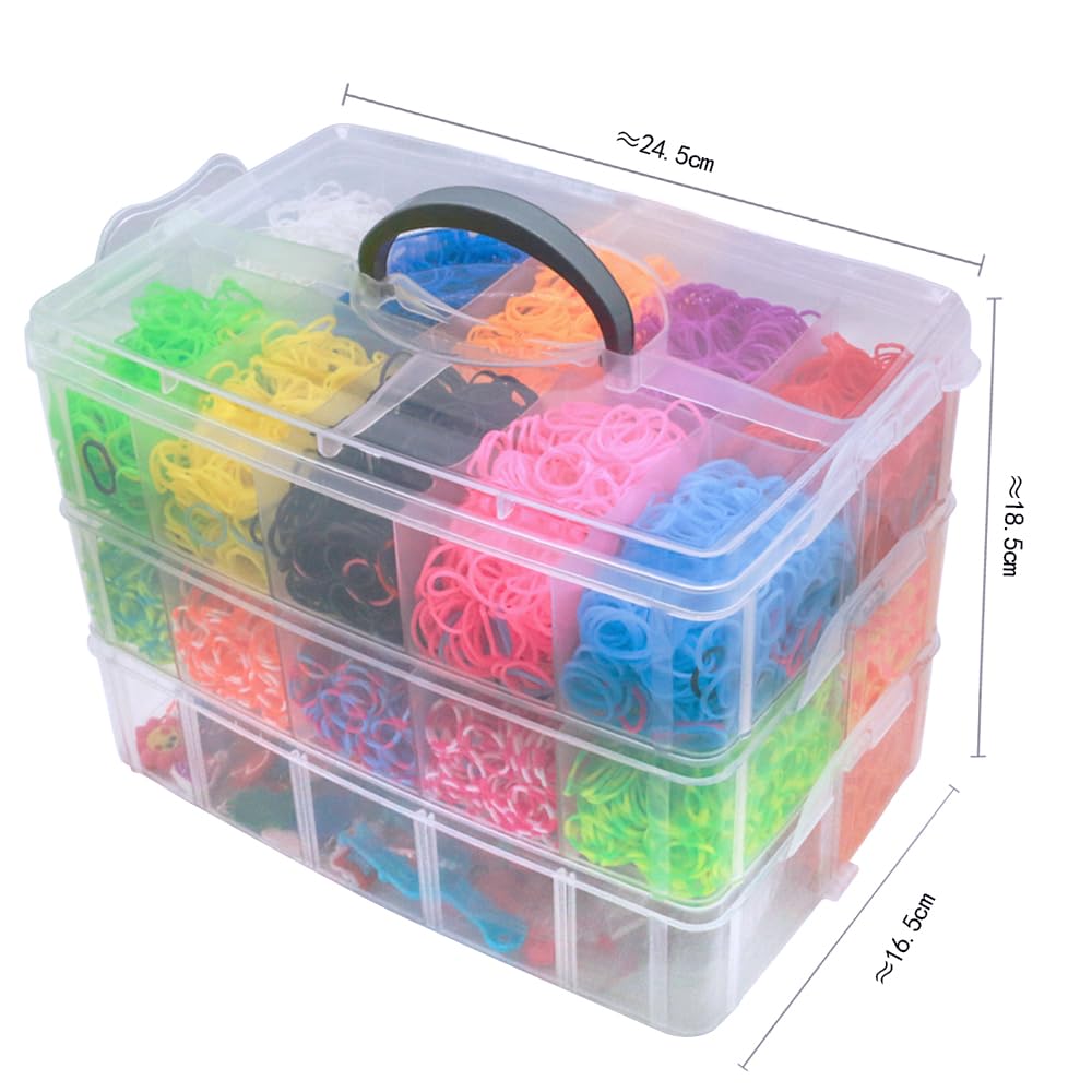 ONECK Elastico Bands Kit 15000 DIY Elastici Colorato Nastri Box per Lavorare a Maglia Giocattolo per bracciali Collana per Bambini