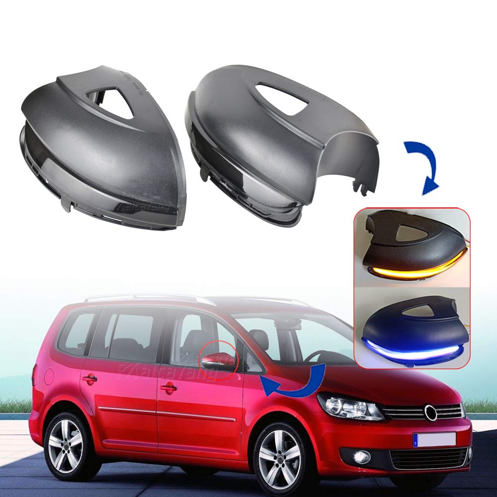 Dynamiczne wsteczne lusterko wsteczne Led żółte i niebieskie światło do VW Golf 6 (3/2011-) dla VW Touran 1T (5/2009-5/2010) dla VW Touran 1T3 (5/2010-5/2015)