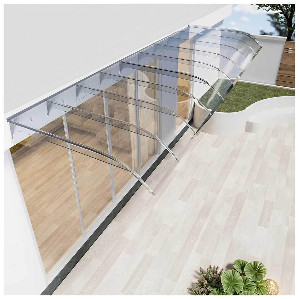 Auvent de fenêtre invisible 50x356 cm en polycarbonate transparent pour porche
