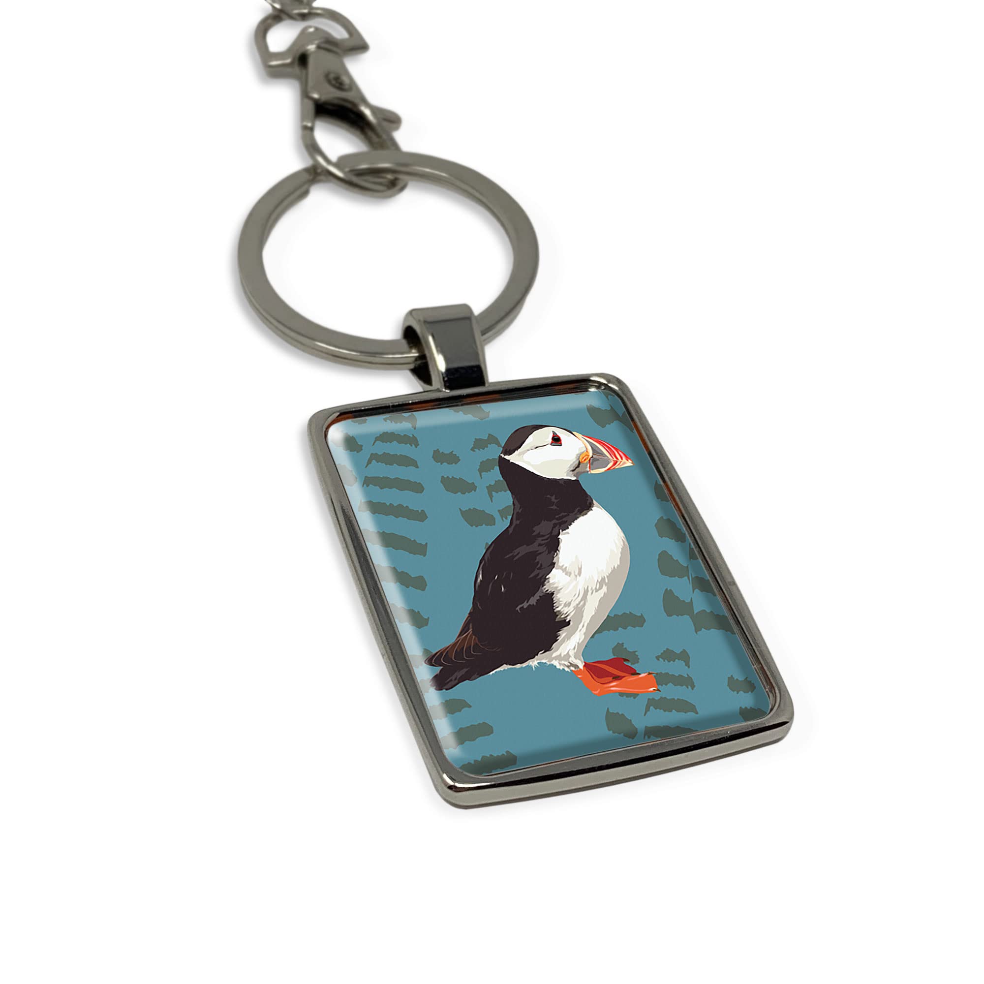 Leslie Gerry Turquoise Puffin Keyring Keychain Gift
