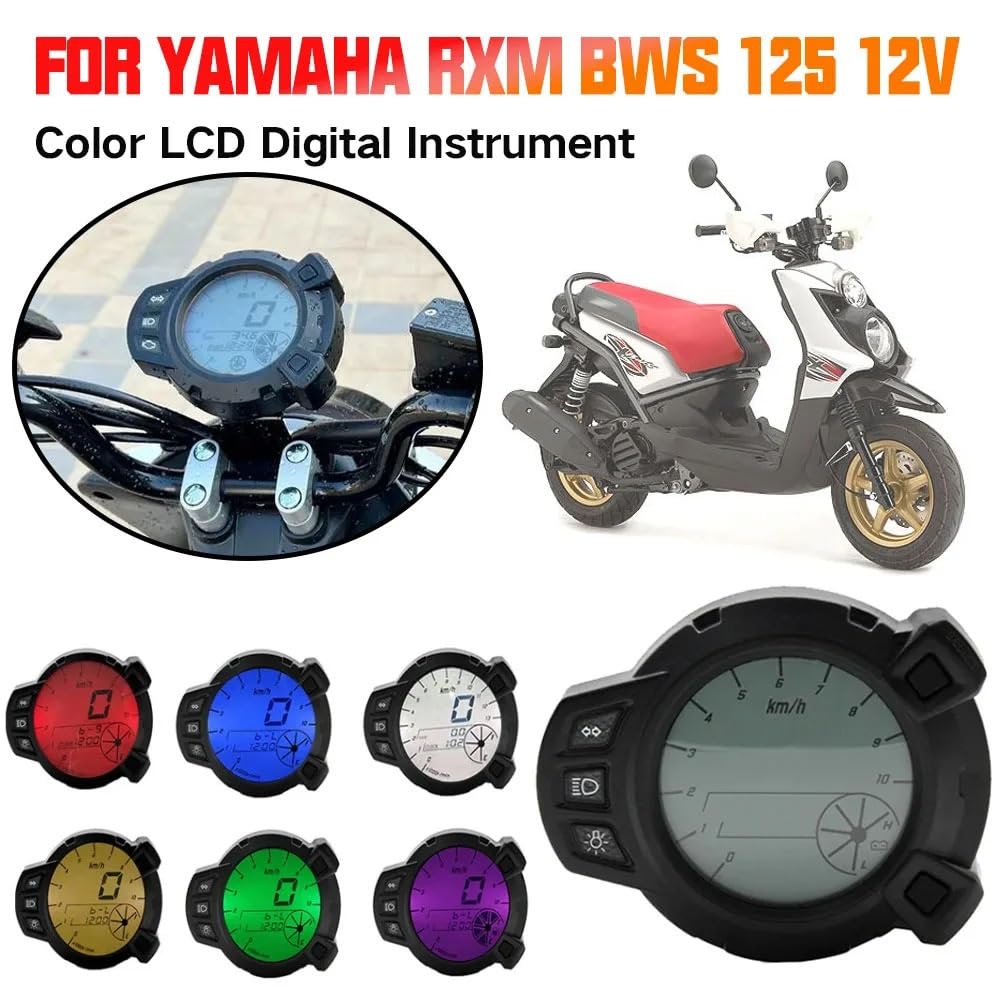 Obrotomierz Motocykl 10000 RMP 7 kolor poziom oleju LCD oprzyrządowanie cyfrowe prędkościomierz obrotomierz licznik kilometrów pasuje do Yamaha RXM BWS 125 BWS125