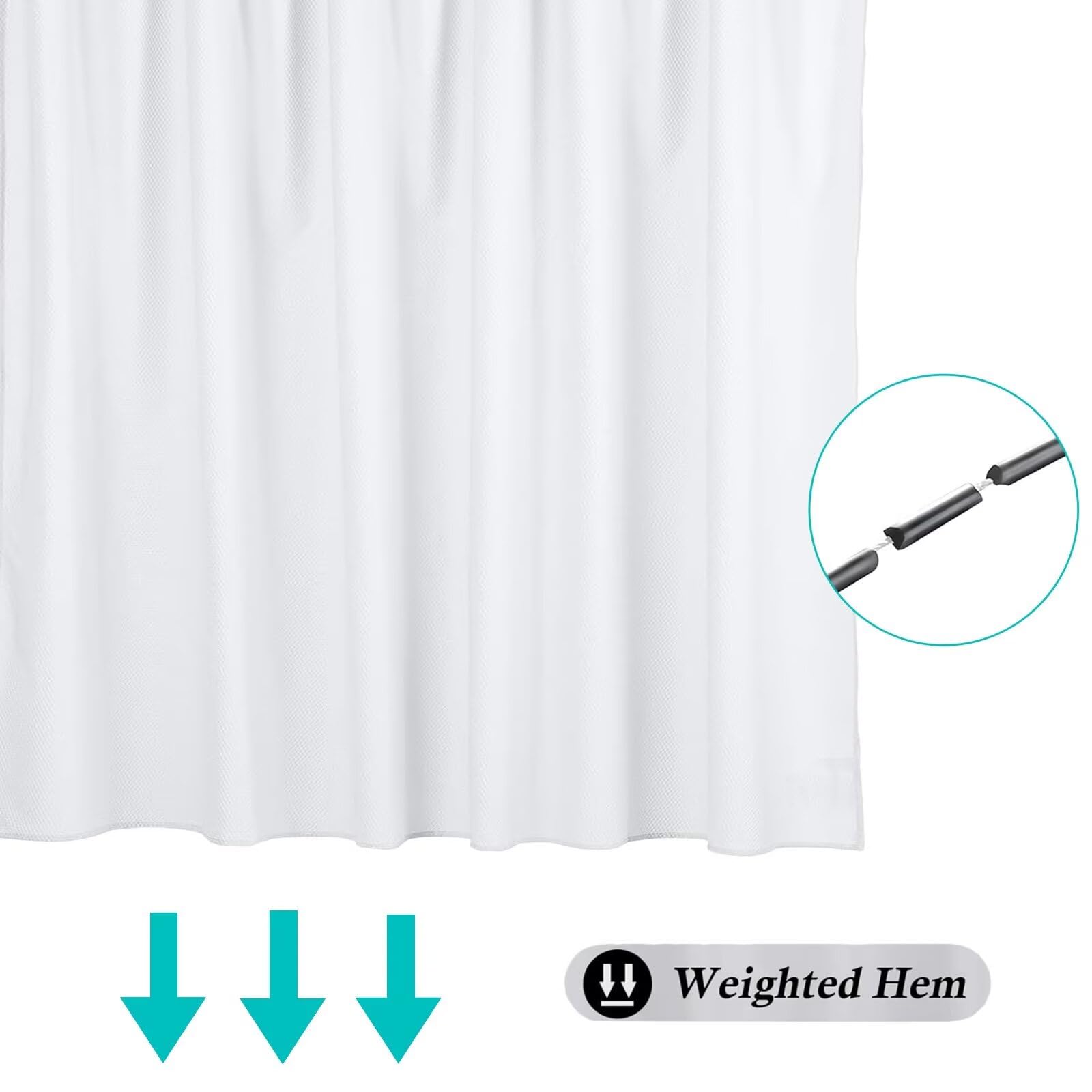Duschvorhang Überlänge 200x240cm,Rosa Duschvorhänge Waschbar, Mohn Duschvorhang mit Gewicht, Wasserabweisend Stoff Shower Curtains, mit 12 Plastik Duschvorhangringen für Badewanne und Bad Deko GJ-695