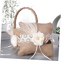 Vista 4 de Juego de cesta de boda anillo almohada niña cesta anillo almohada para dama de honor