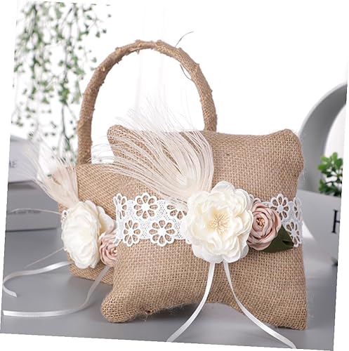 Miniatura 4 de Juego de cesta de boda anillo almohada niña cesta anillo almohada para dama de honor