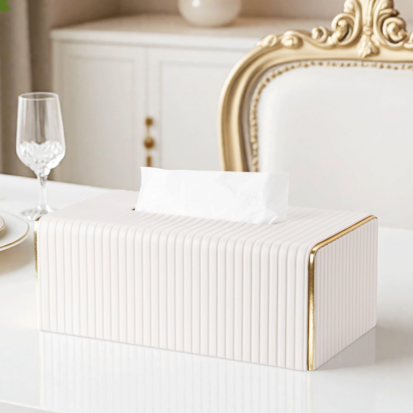 Tücherbox Papierbox Wohnzimmer Hochwertiger Couchtisch Minimalistisch Heimgebrauch Hotel Taschentücher(Weiß)