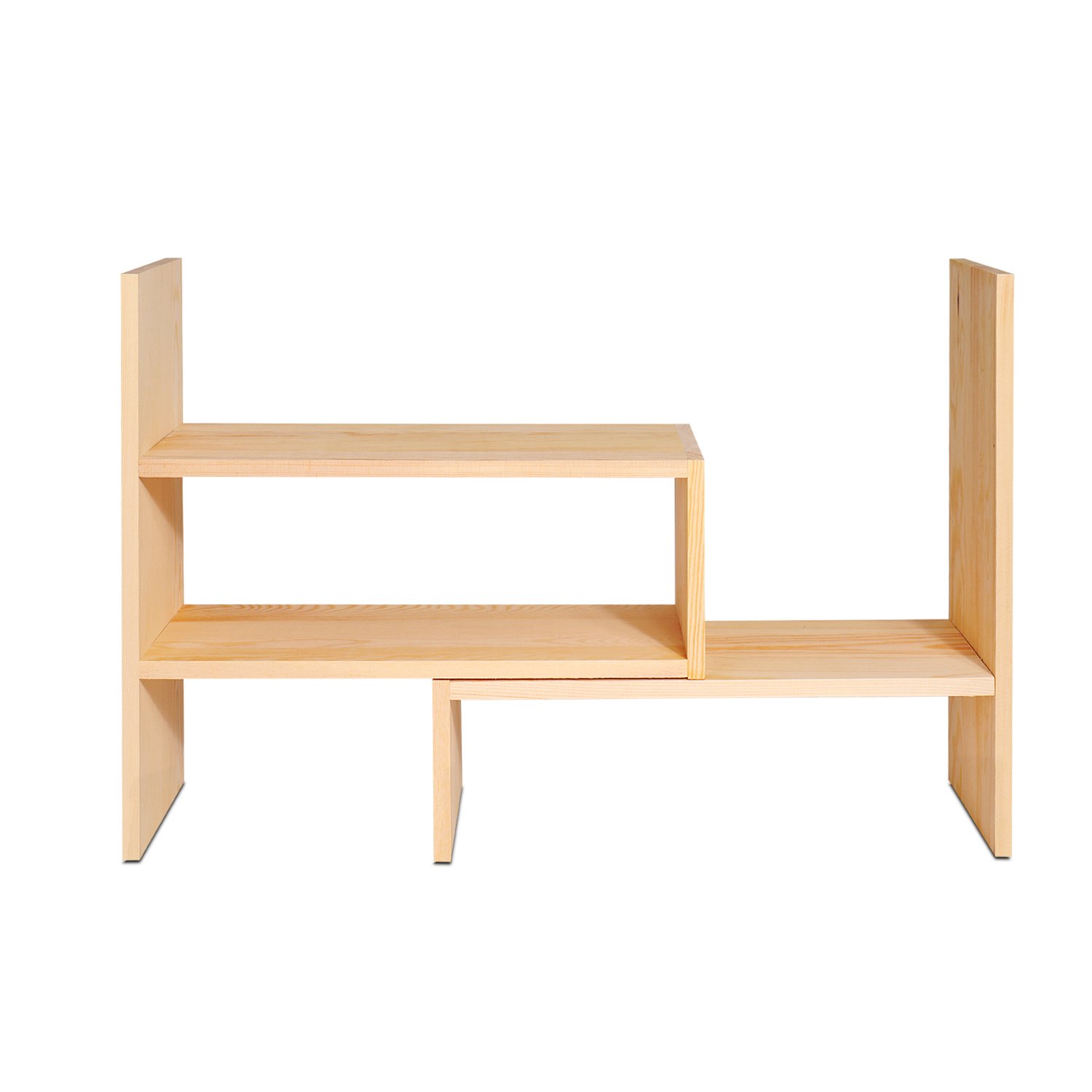 Flexzion Natural Wooden Desktop Shelf Wood Caddy Desk - View #4