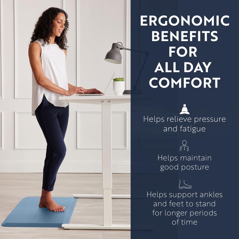 KANGAROO Tapete grueso ergonómico antifatiga acolchado para piso de cocina, tapete de escritorio de oficina de pie, parte superior impermeable, resistente a los arañazos, alfombras de espuma