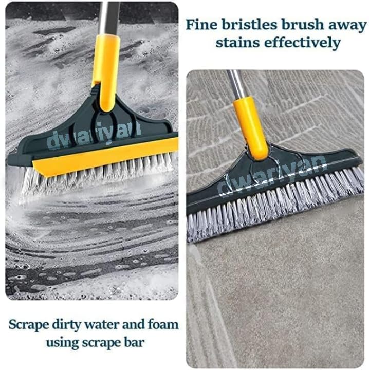 Dwariyan Cleaning Brush with Wiper – Floor Scrub Brush with Long Handle, 120° 2-in-1 Rotating Tiles Cleaning Brush for Home, Kitchen & Bathroom – Multi-Purpose Floor & Tile Cleaner 1