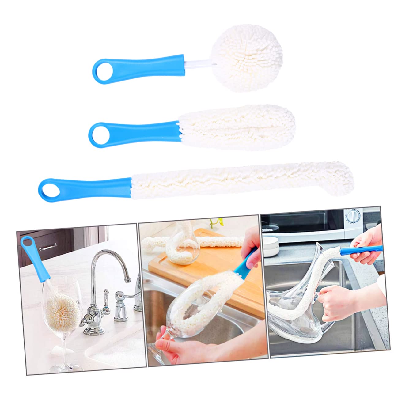 Healvian 9pezzi Spazzole Per Pulizia Flessibili Per Bottiglie Multi-funzione Per Casa e Cucina Per Decanter e Bicchieri