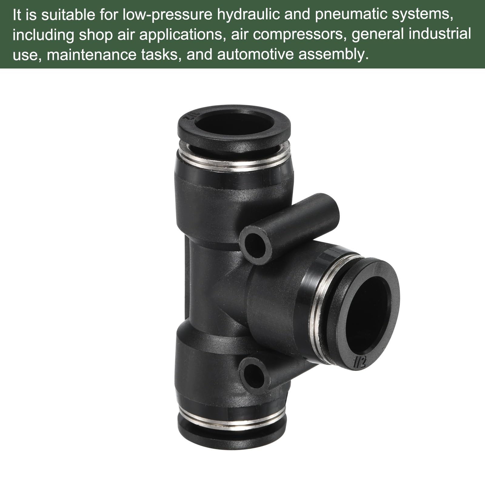 YOKIVE 2 Pcs Push to Connect Fittings, Pneumatic T Shaped Connector Air Line Tee - Image 4