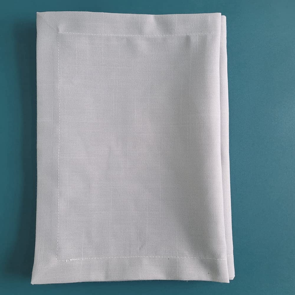 Tovaglioli Di Stoffa Cotone 100% - Confezione Da 12 Bianchi 46x46cm, Riutilizzabili E Eco-friendly