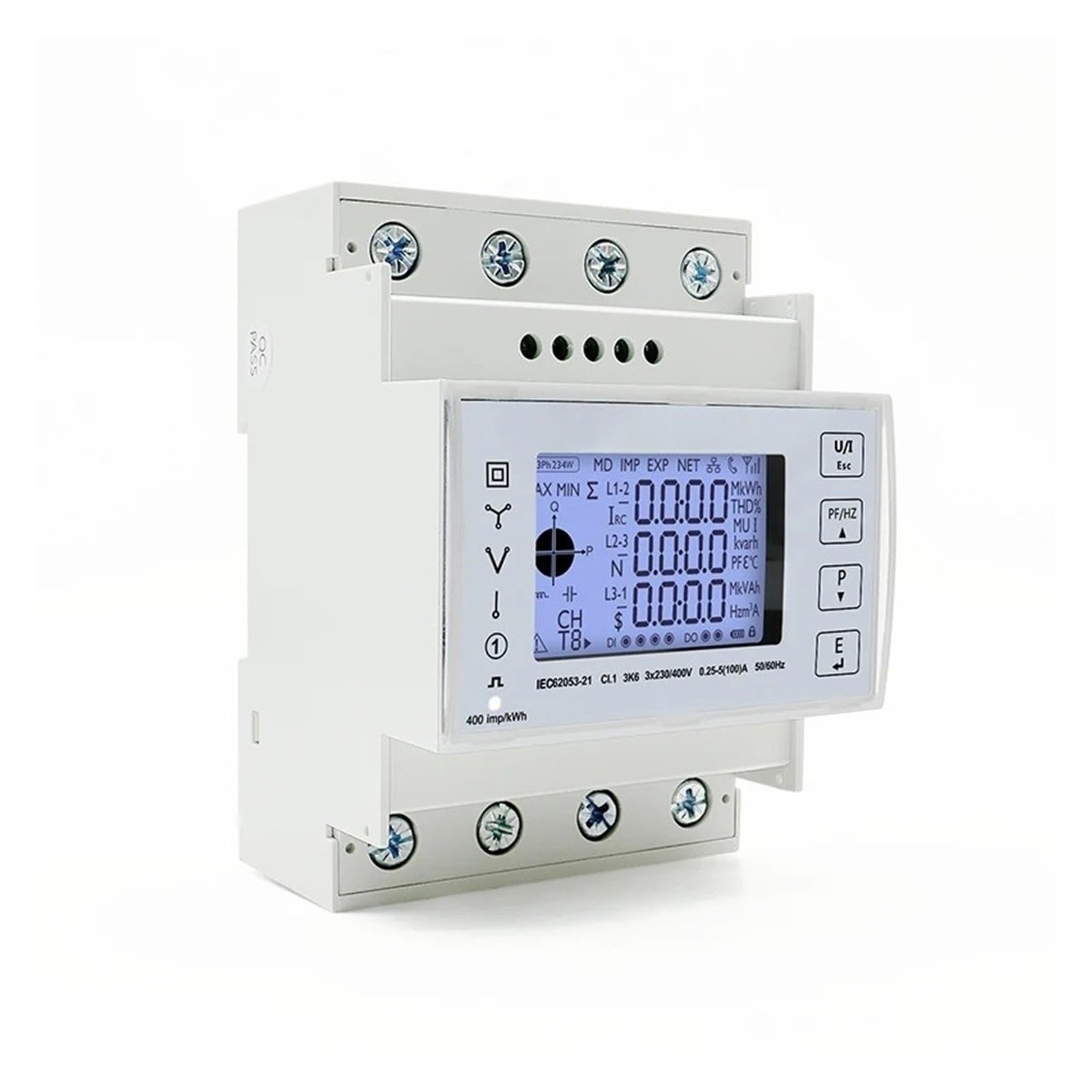 T4321 100A LCD triphasé Din Rail multi-fonction énergie
