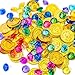 AiFanS 288 Pieces Gold Pirate Coins and Gems Jewelery Playset,Pirate Treasure Hunts, Treasure Box Fillers for Pirate Party(144 Coins+144 Gems)