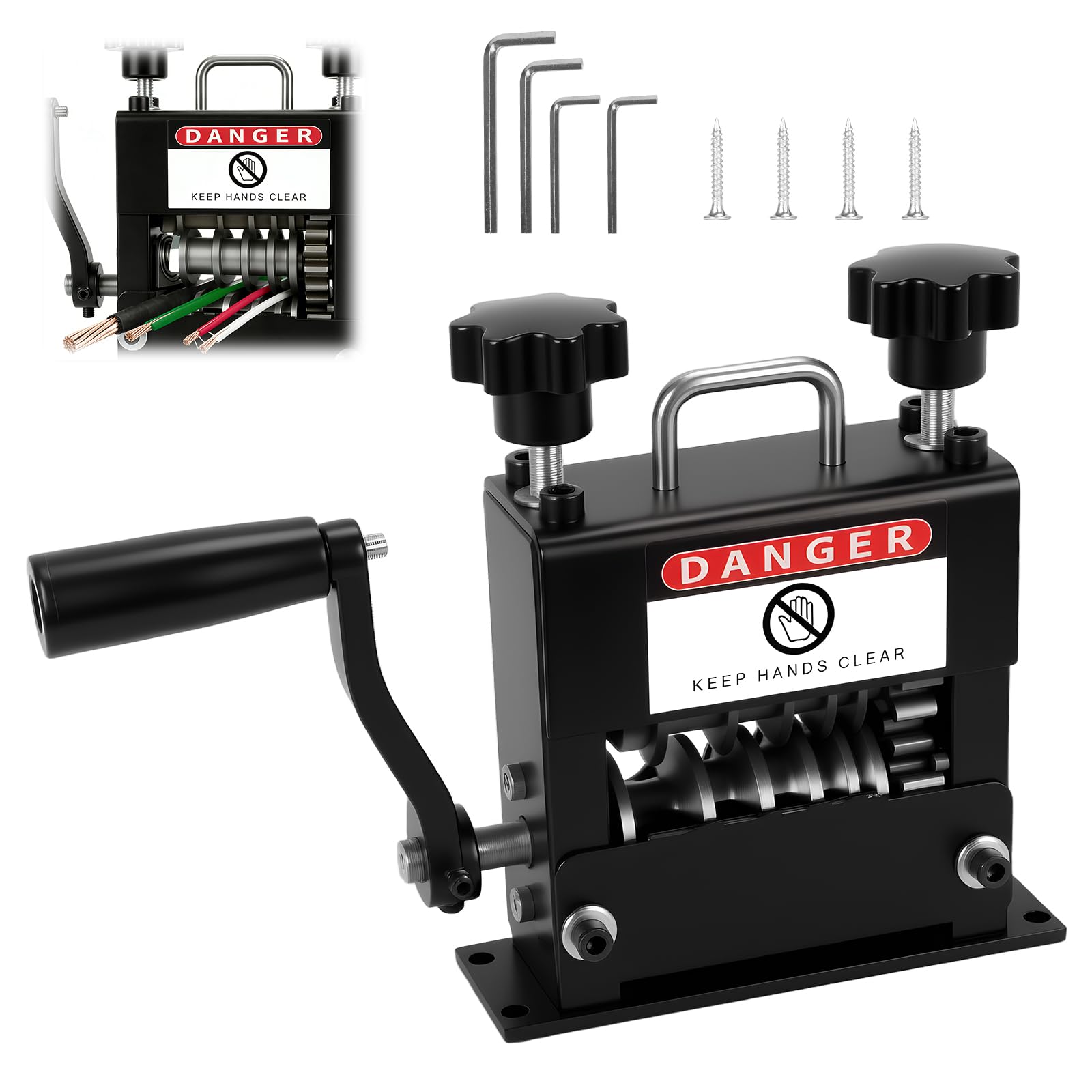 Máquina pelacables con 6 canales y 5 cuchillas, pelacables manual, Φ 3 – 17 mm, pelacables para cortar desechos (negro)