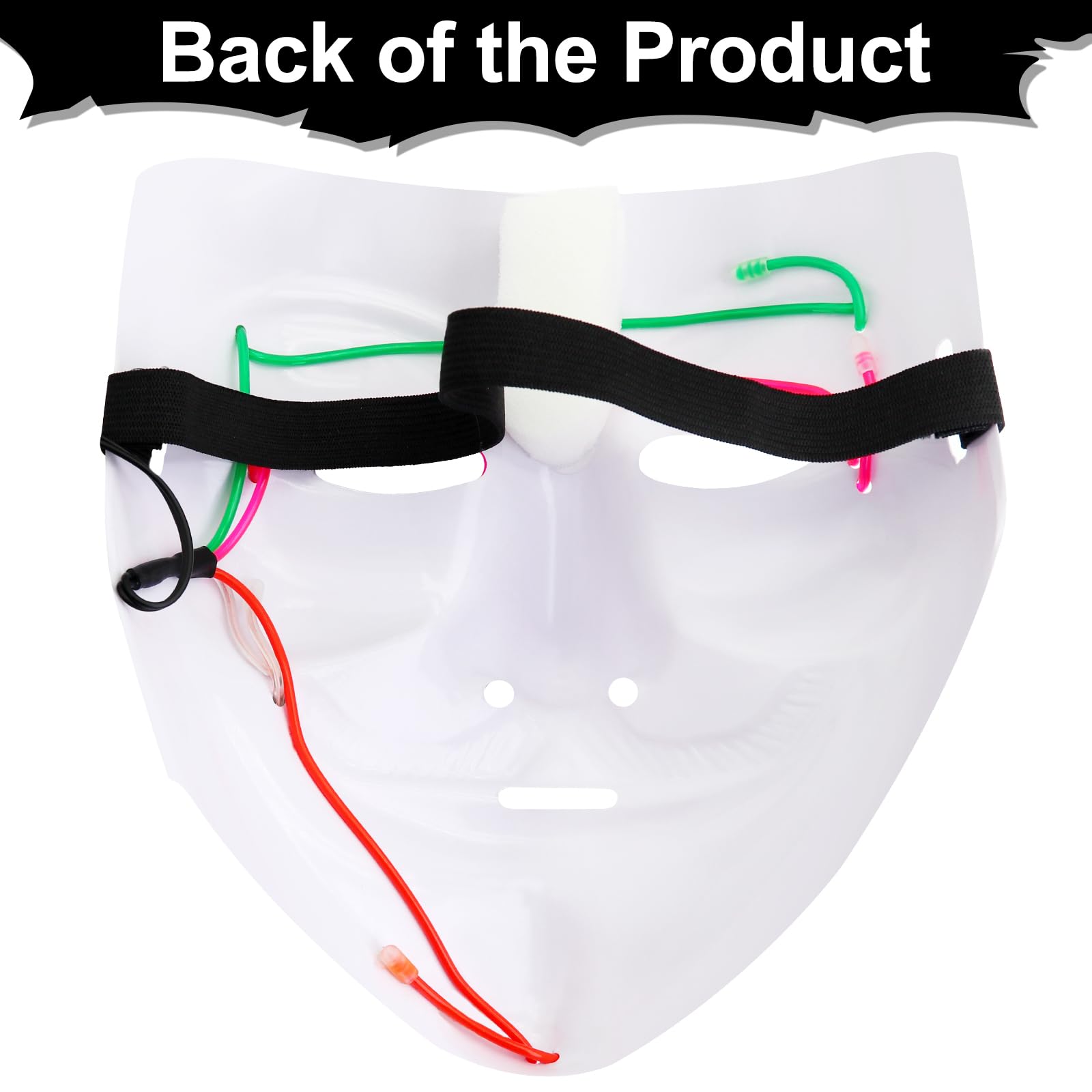 Halloween Mask with LED Lights - Scary Light-Up Mask for Costume Parties Cosplay, Masquerade & Carnival Festivals (white H) - Image 4