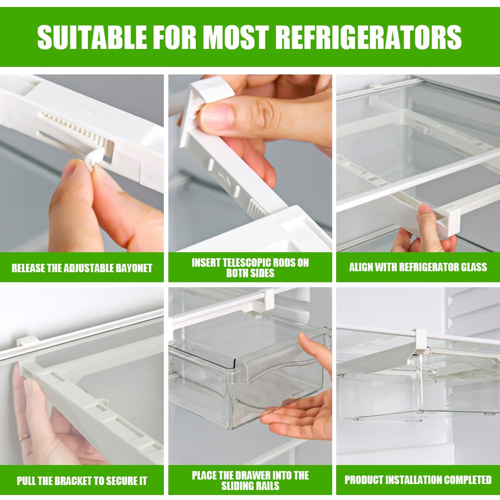 Kühlschrank Organizer, Tutamaz 2Pcs Fridge Organizer und Kühlschrank Organizer Set Schublade Praktischer Küchen Organizer für Eieraufbewahrung und Aufbewahrungsboxen (Eier)