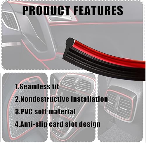 Miniatura 5 de Tiras decorativas universales de 32.8 pies para decorar el salpicadero de la puerta, moldura interior del automóvil, tira flexible con herramienta