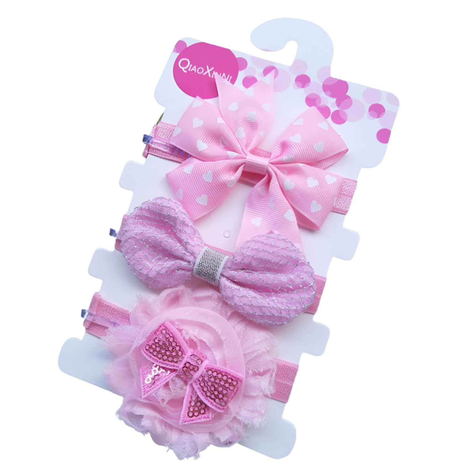 SYGA 3 Pcs Baby Girl Headband Strechable Bow Crown Flower Soft Hairband Suitable For 0-3 Years (Color 2)-image-26