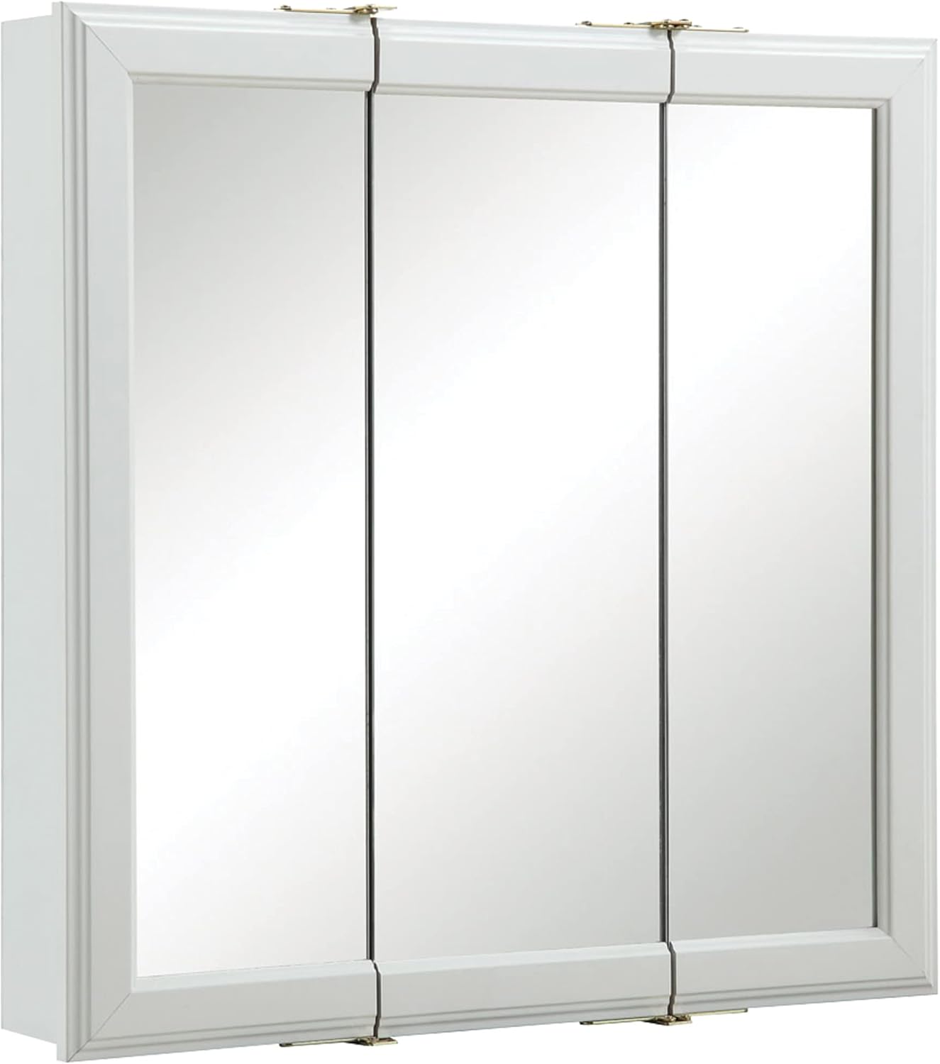 Design House Wyndham, 30 in W x 4.5 in D x 24 in H Bathroom Medicine Cabinet, Wall Mounted, 3 Mirror Doors, White, 535864-WHT