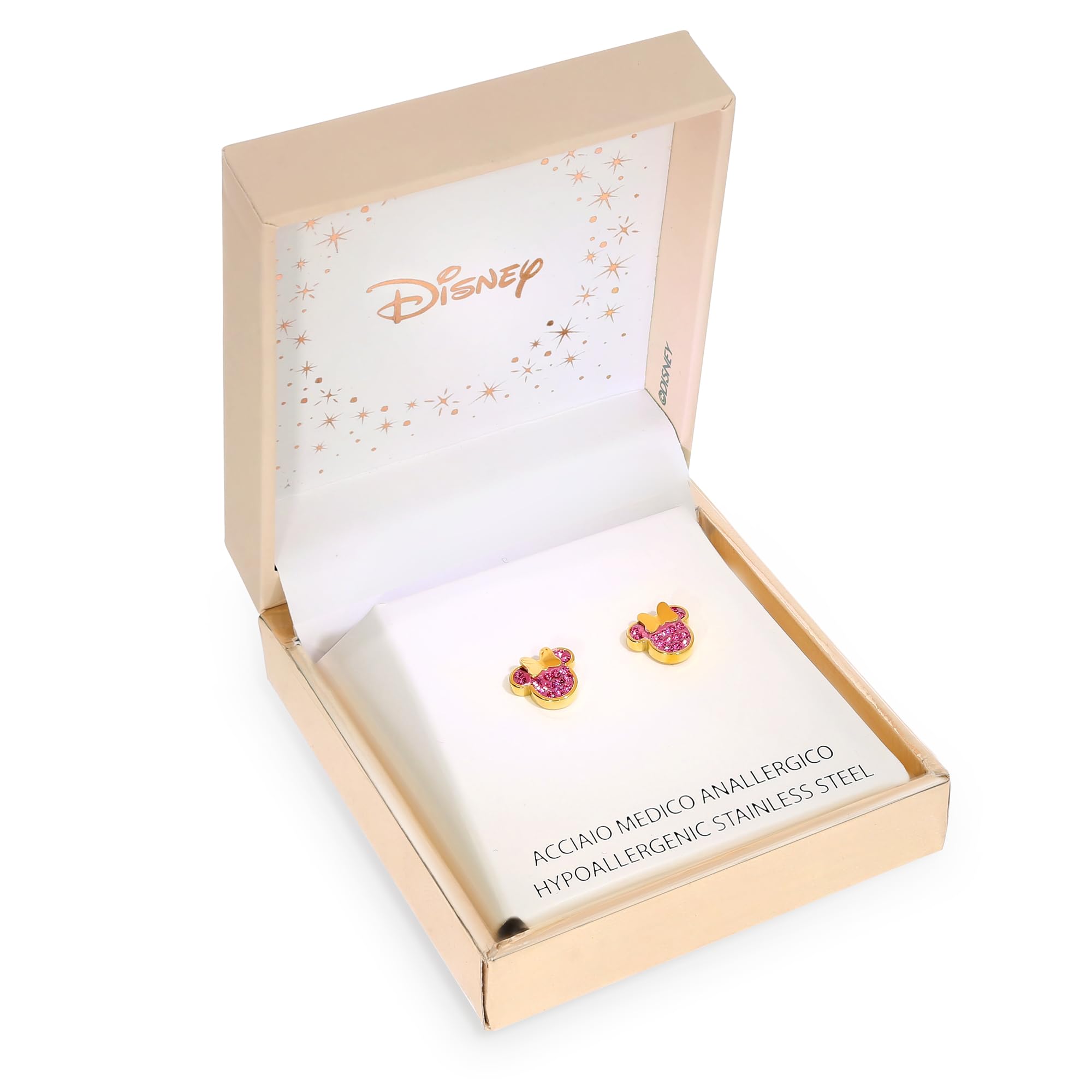 Orecchini Disney Minnie, Acciaio Inossidabile con Zirconi per Bambini e Bambine, Gioielli Disney