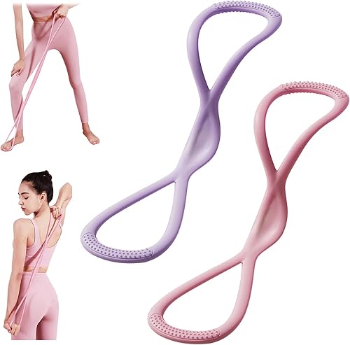 Bandas de resistencia, 2 unidades de figura 8 bandas de ejercicio de resistencia con asas para brazos, espalda, entrenamiento de hombros, banda
