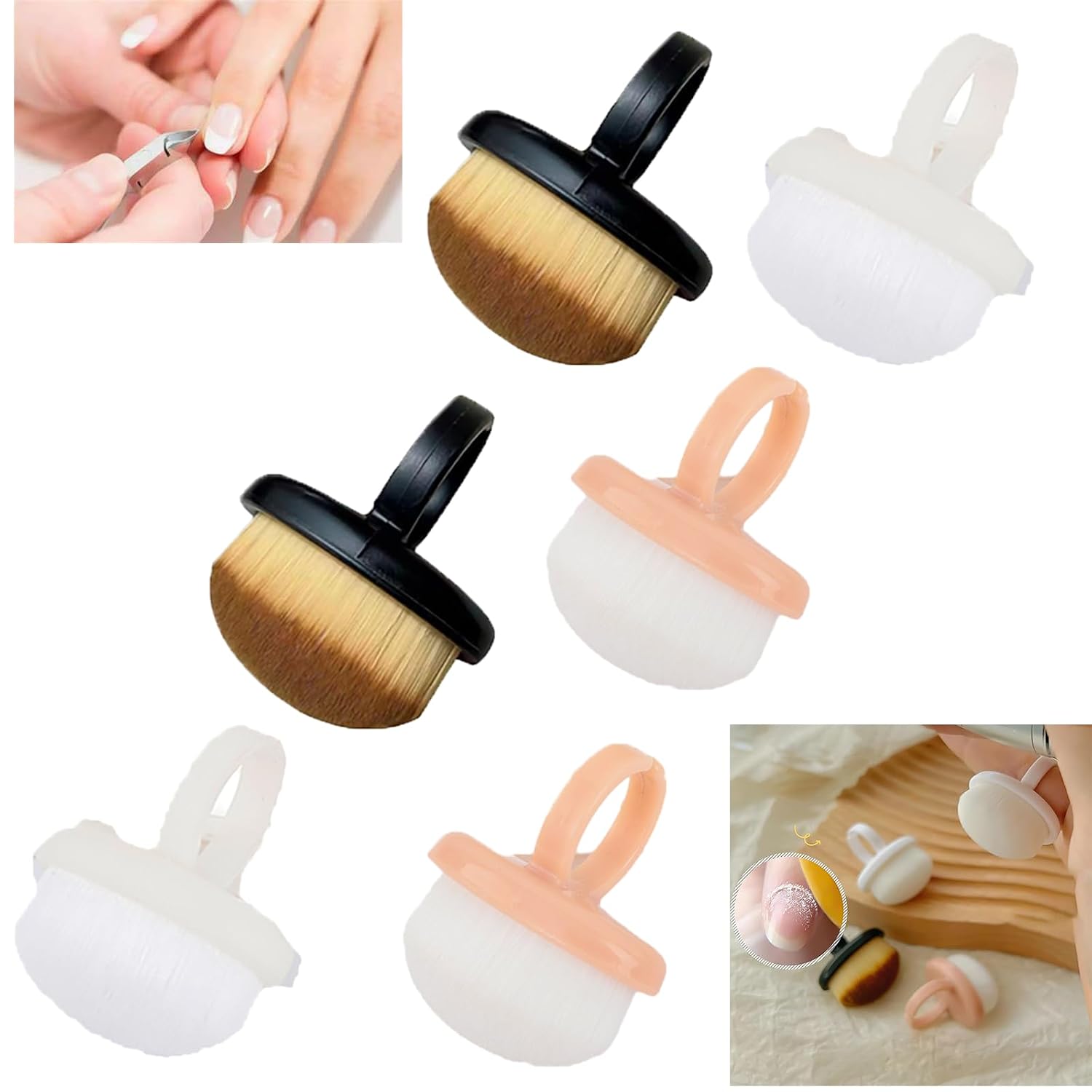 6 PCS Fingernail Dust Brushes, Nail Scrubbers Featuring Soft Bristles and a Convenient Ring Design for Effortless Nail Cleaning,Ideal Finger Duster Tools