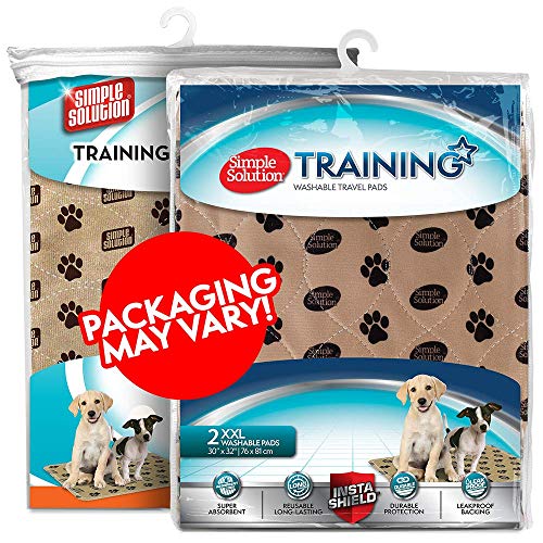 Simple Solution Large Washable Puppy Pad | Reusable Dog Pee Pad | Absorbent And Odor Controlling | 30X32 Inches, 2 Count, Black & Beige #TOP6