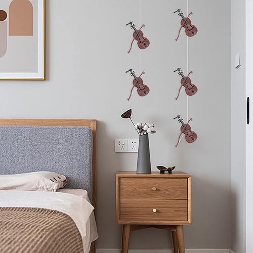 Miniatura 2 de ABOOFAN Colgante de violín miniatura de cuerda Mini colgante de violín instrumento musical adorno de árbol de Navidad decoración artesanal 16 piezas