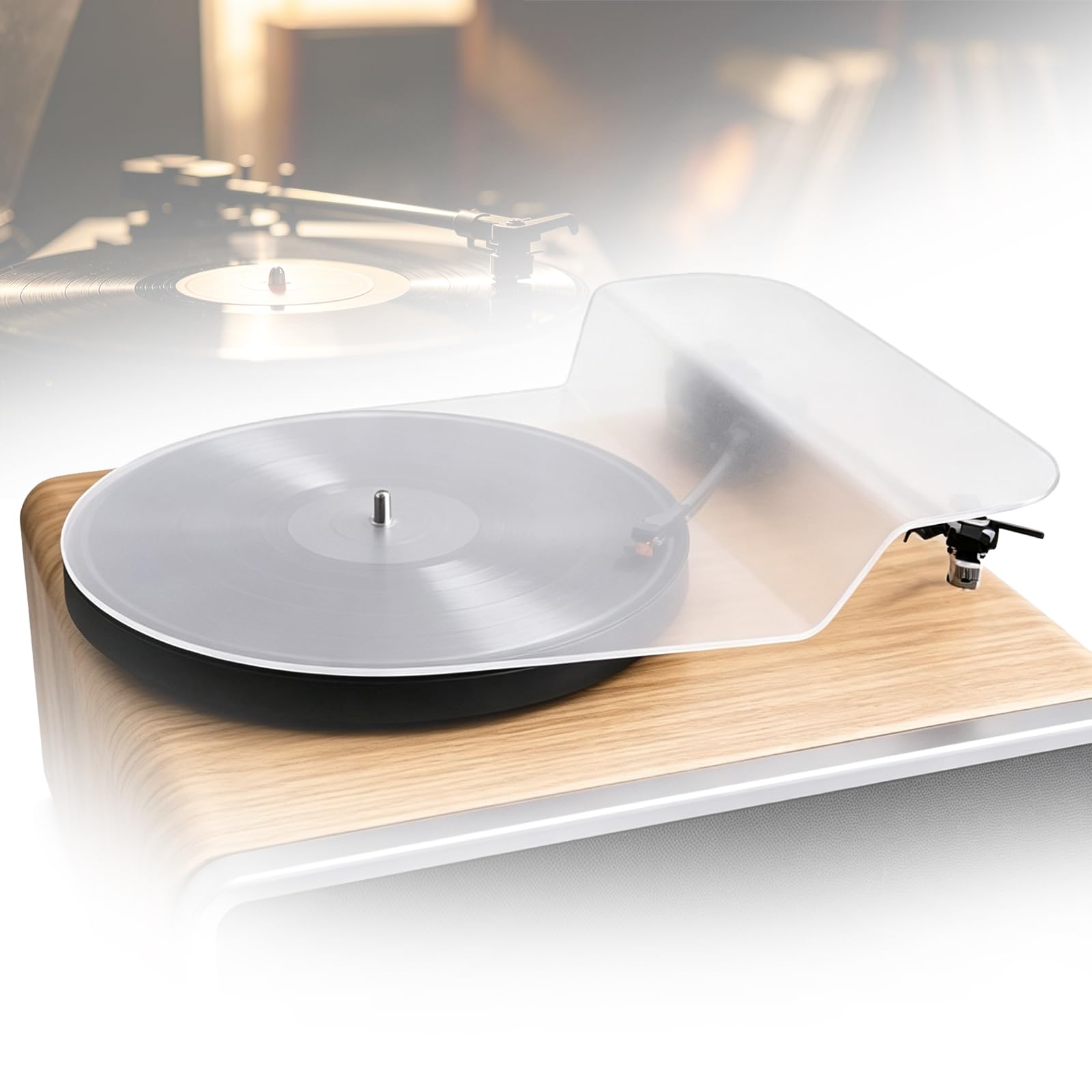 COYEUX Cubierta Antipolvo Acrílica para Tocadiscos con Diámetro Inferior A 24 Cm (9,45 Pulgadas), Almohadilla Protectora para Tocadiscos De Vinilo, Bloquea El Polvo, Protege Los Discos, para