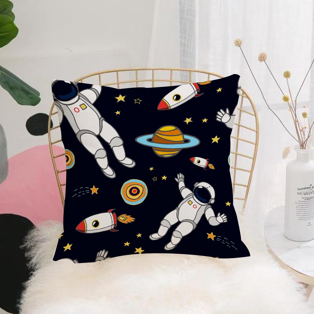 Hyosxw Pattern With Astronauts And Planets - A10 Cushion Cover,Throw Pillow Case Home Decorative For Living Room Bedroom Sofa Chair 18X18 Inch,Pattern With Astronauts And Planets,Pillowcase 45X45cm