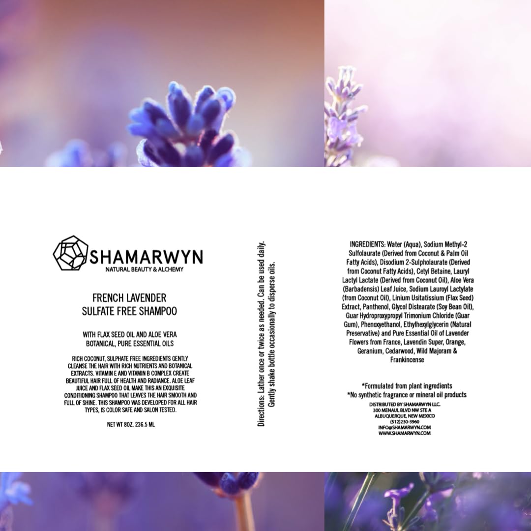French Lavender Shampoo & Conditioner Set Sulfate Free Natural-Organic Essential Oils Color Safe 8oz ea
