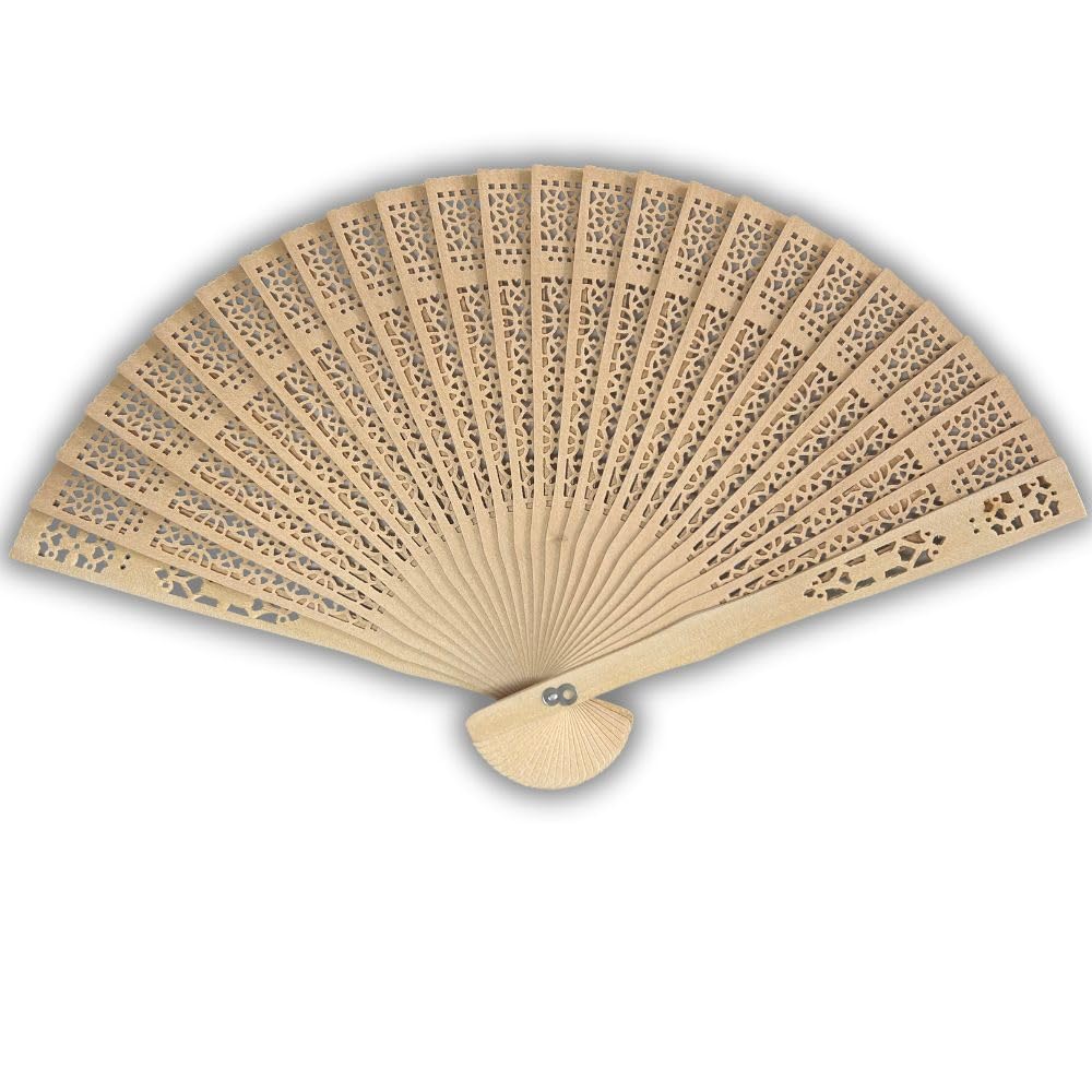 VENTAGLI VENTAGLIO IN LEGNO INTAGLIATO PER MATRIMONIO KIT WEDDING SPOSA (20CM, 60)
