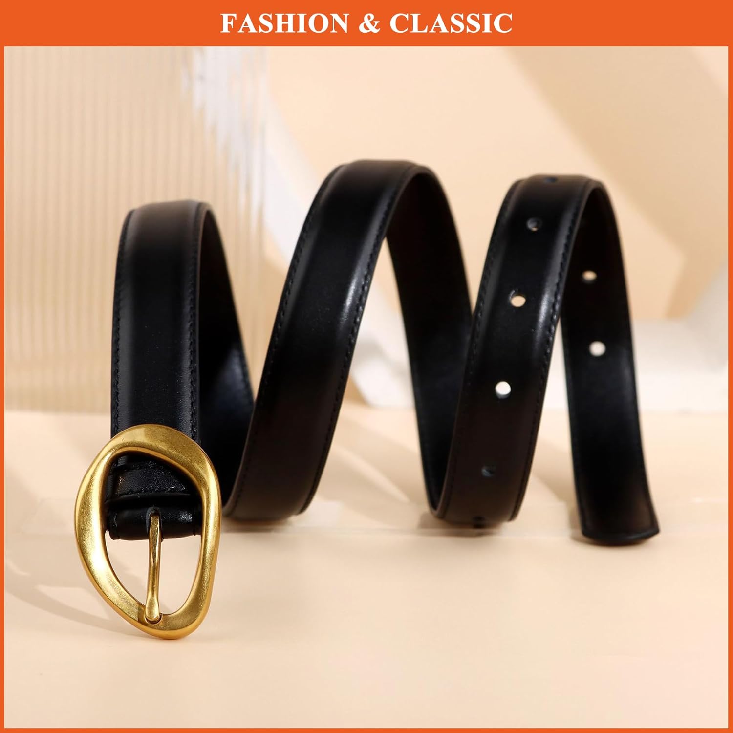 Vintage Belt for Women, Classics Genuine Leather Belts Ladies Pin Buckle Waist Strap for Jeans Pants Dresses