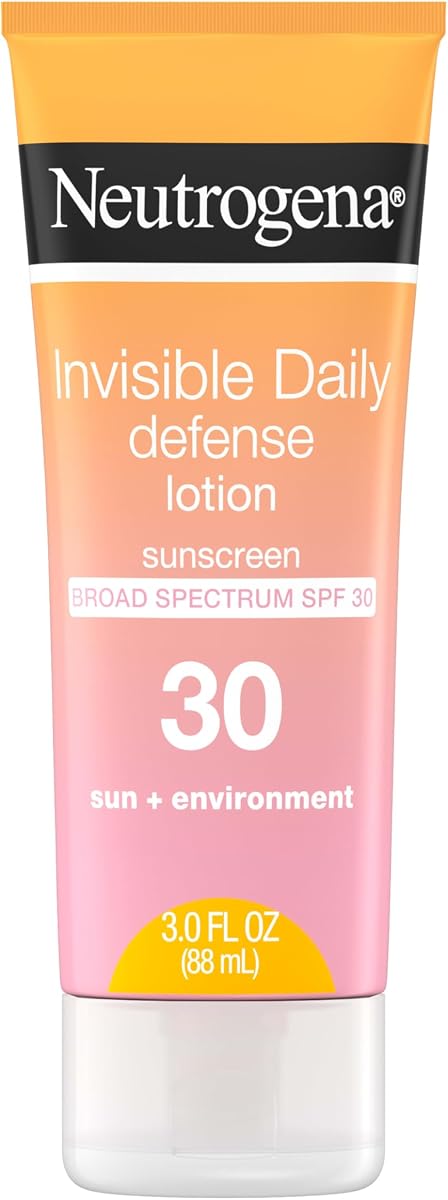 Neutrogena Invisible Daily Defense Sunscreen Lotion SPF 30, 3.0 fl oz | Body Sunscreen, Broad Spectrum, Oxybenzone-Free & Water-Resistant, Environmental Aggressor Protection, Antioxidant Complex