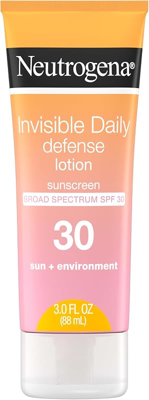 Neutrogena Invisible Daily Defense Sunscreen Lotion SPF 30, 3.0 fl oz | Body Sunscreen, Broad Spectrum, Oxybenzone-Free & Water-Resistant, Environmental Aggressor Protection, Antioxidant Complex